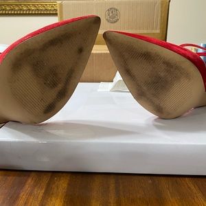 Red stiletto ankle strap